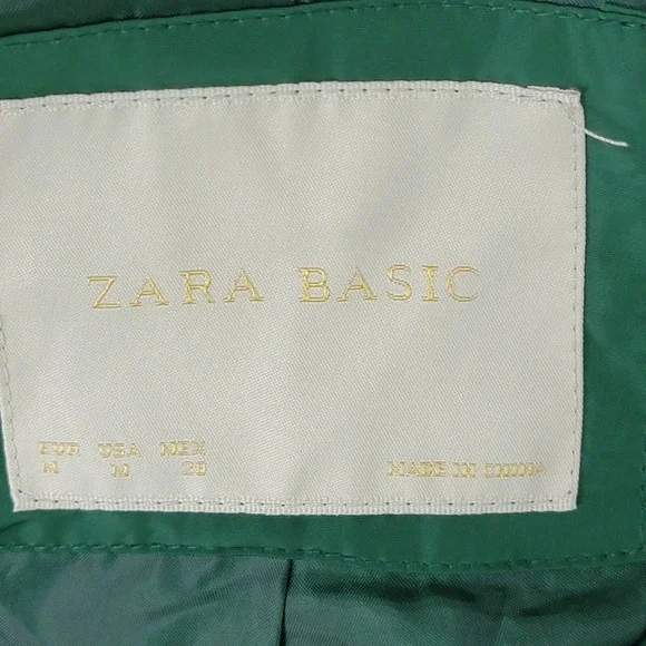 Zara Basic Full Zip Jackets Womens M Green Long Sleeve Pockets Stand Up Collar - Picture 10 of 13
